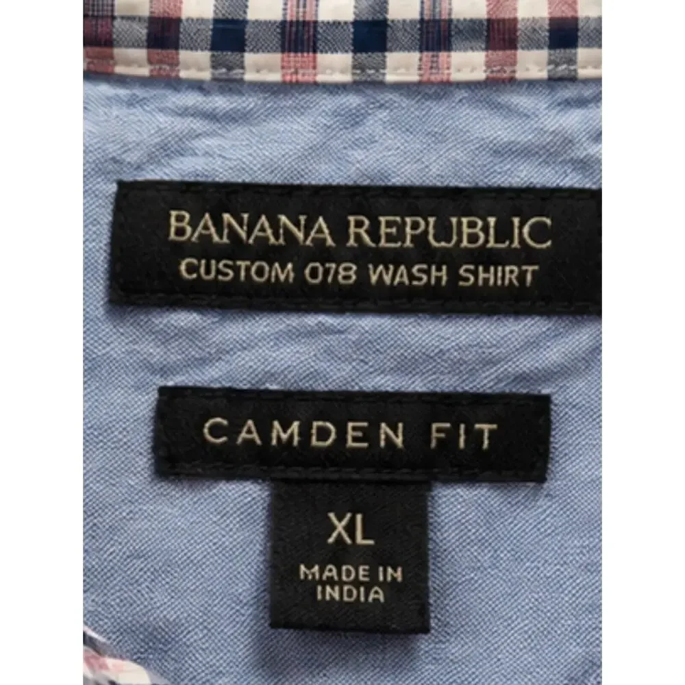Banana Republic Camden Fit Men’s XL Plaid Button Down Shirt Long Sleeve Red Blue
